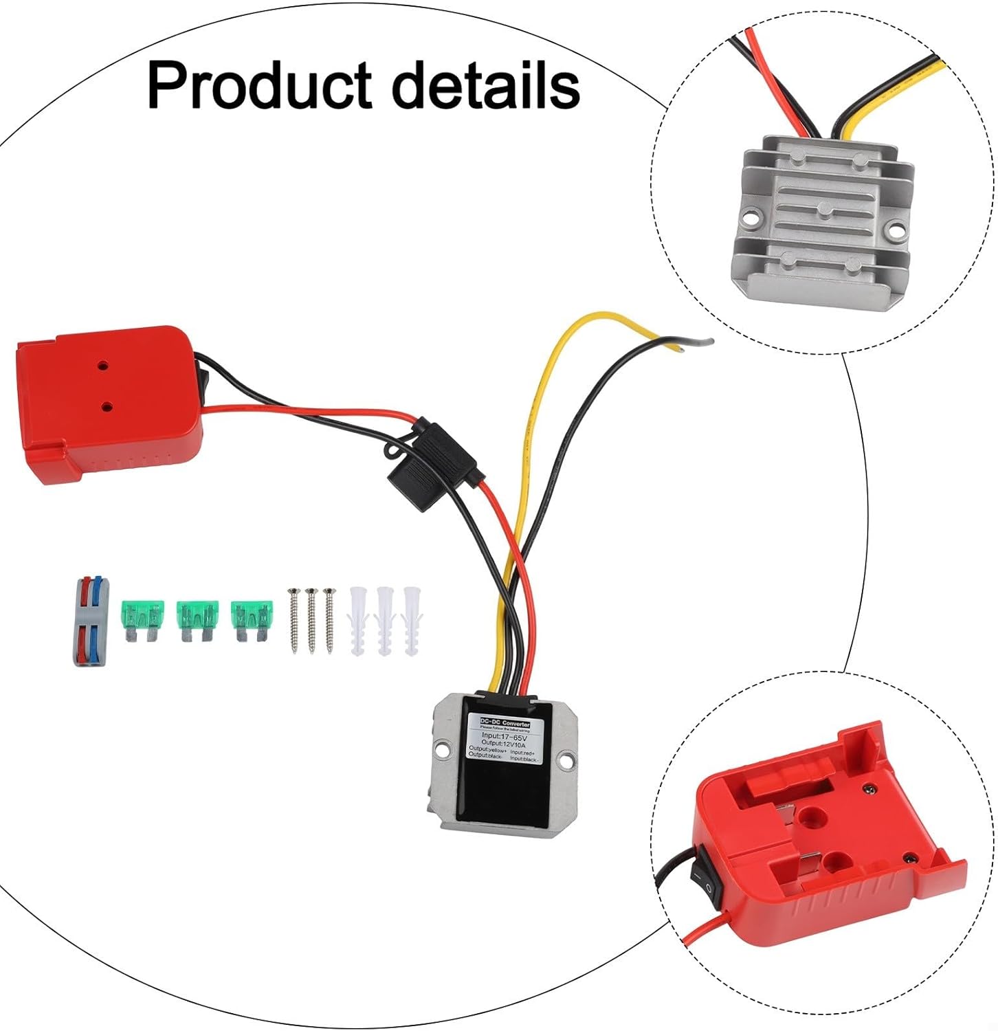 18V to 12V DC-DC Step-Down Converter Regulator, 240W 20A RC Cars, Ride- Toys, Carts & DIY Tools — Compatible with 48-11-1815/48-11-1850 18V Lithium Batteries(C)
