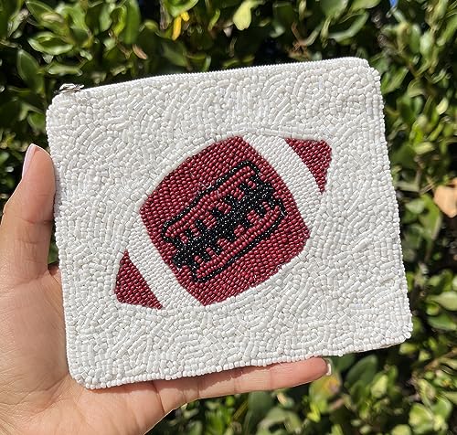 Football Beaded Coin Purse Pouch, Small Wallets for Her, Gift Card Pouch Birthday Gift, Football Fan Must Have2