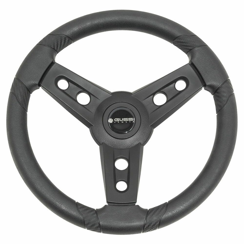 REVENGE Gussi Italia Lugana Black Golf Cart Steering Wheel for ICON and Advanced EV Models | Premium Italian-Made | Soft Touch | No Hub Adapter Needed