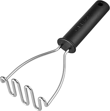 Potato Masher - Stainless Steel Wire Kitchen Tool for Mashing Vegetable, Food, Bean, Avocado - Dishwasher Safe