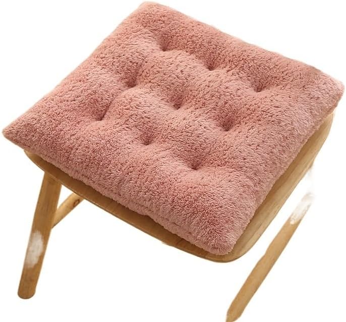 Cojines para Sillas De Comedor Thickened Shaggy Chair Seat Cushion Anti-Slip Plush Household Dining Office Pad(White)