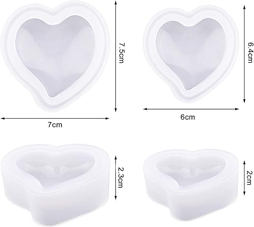 Miniatura 2 de WANDIC 3 moldes de resina epoxi de corazón de silicona, moldes hechos a mano para cubitos de hielo para manualidades, decoración de joyas y