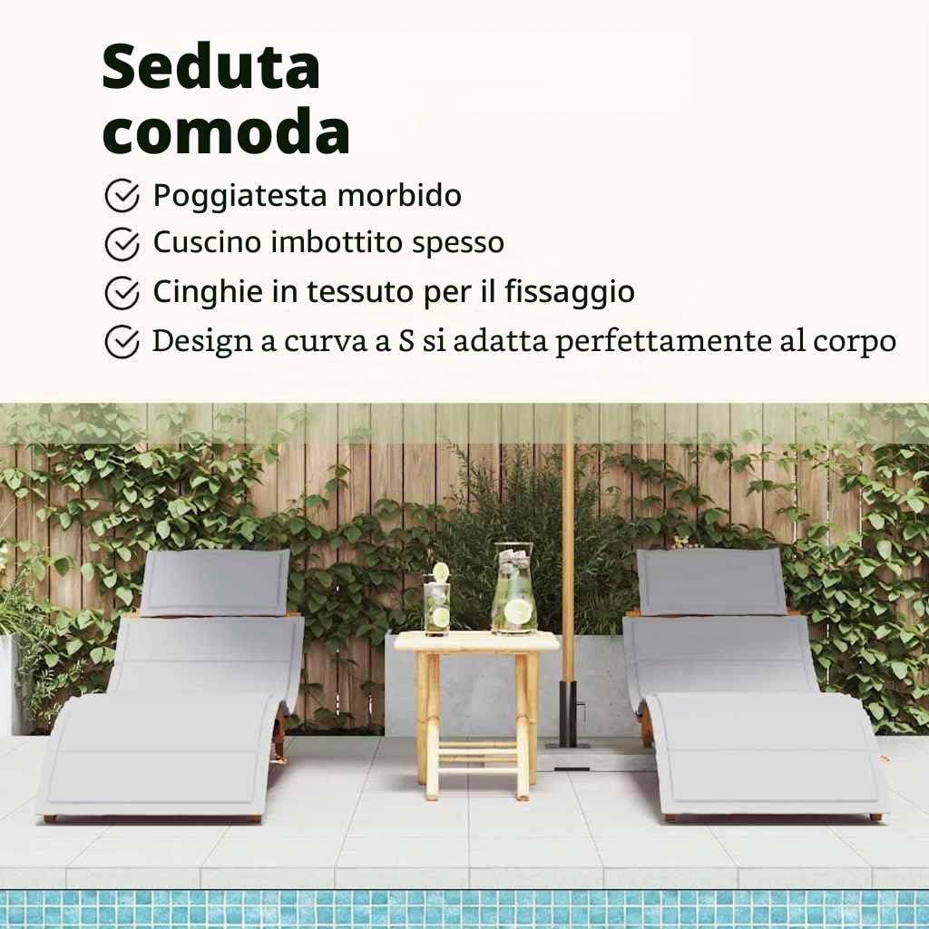 vidaXL Lettino Prendisole 2 PCS Grigio Chiaro Legno di Acacia Massello, Seduta da Giardino, Lettino Solare Moderno Rettangolare, reclinabile Elegante per terrazza e Relax all'aperto