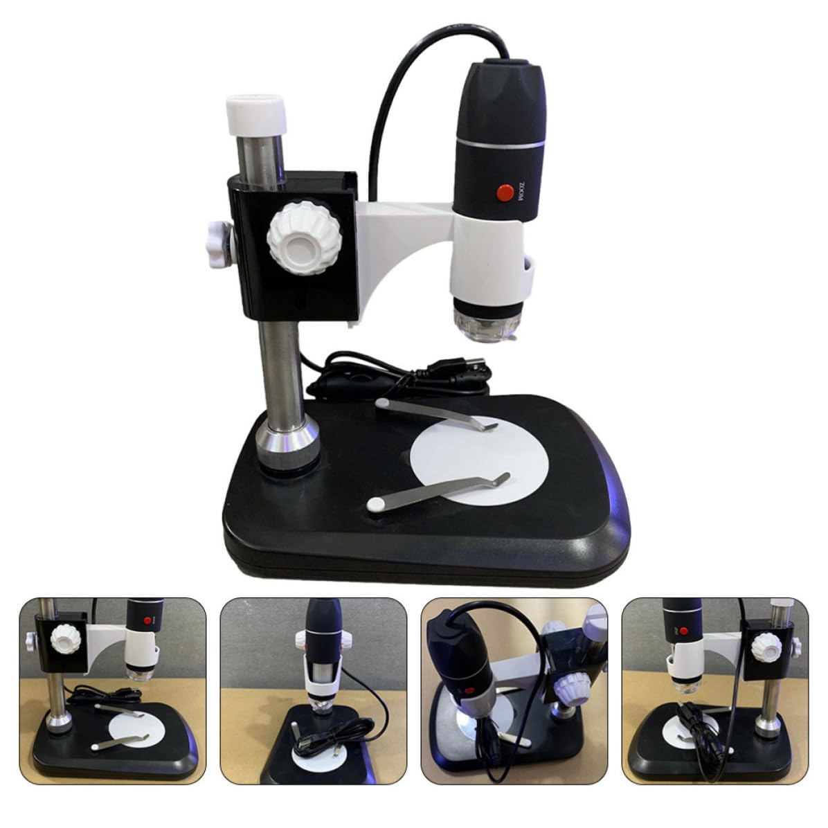 Microscopio Portatile Digitale 1600x, Microscopio Elettronico USB in Abs Nero, per Calligrafia e Gioielli, per Appassionati e Intenditori