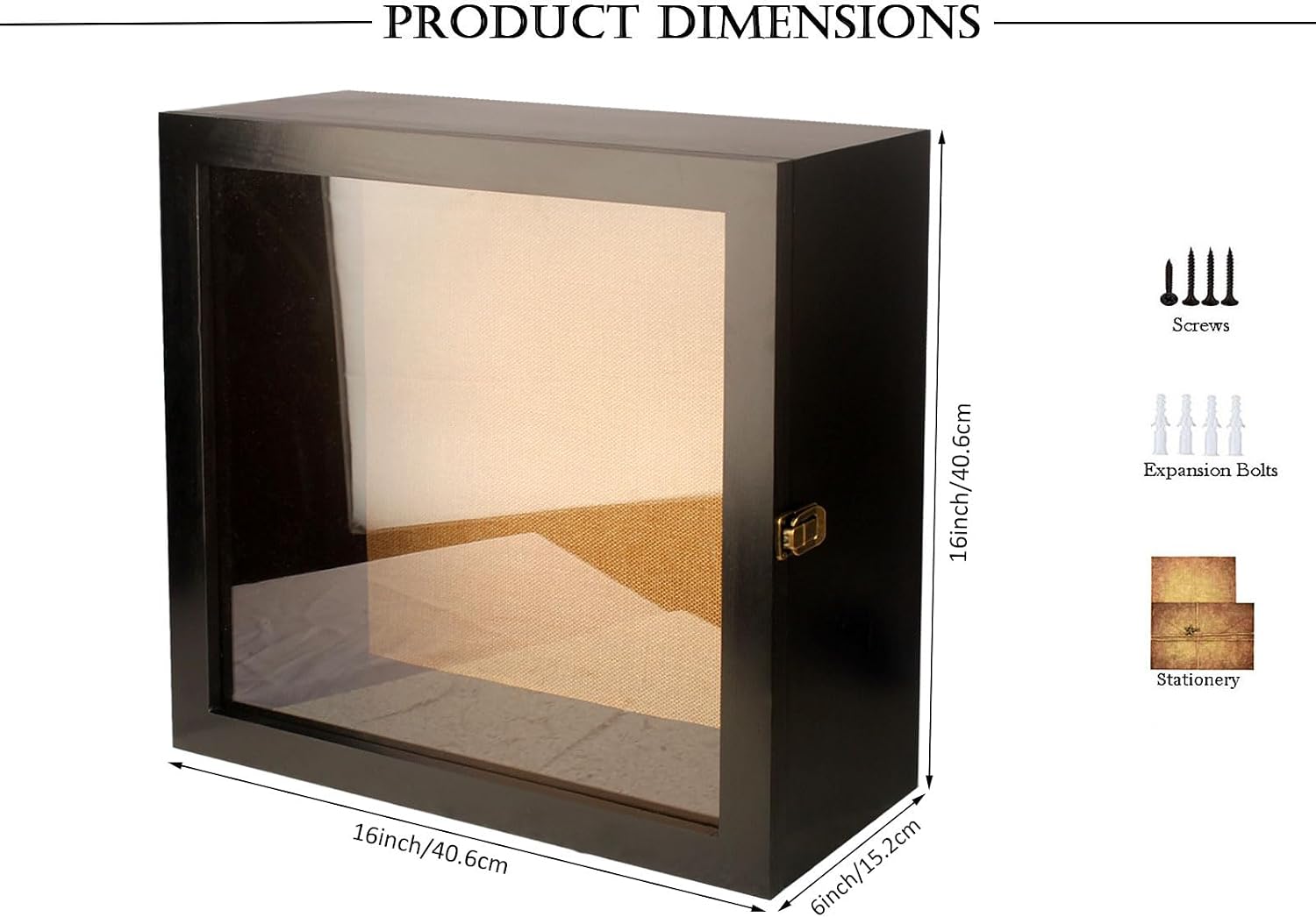 16x16x6 Extra Deep Shadow Box, Exterior Depth 6in Extra Large Shadow Boxes Display Cases for Pictures, for Displaying Photo Souvenir Collection（Black）