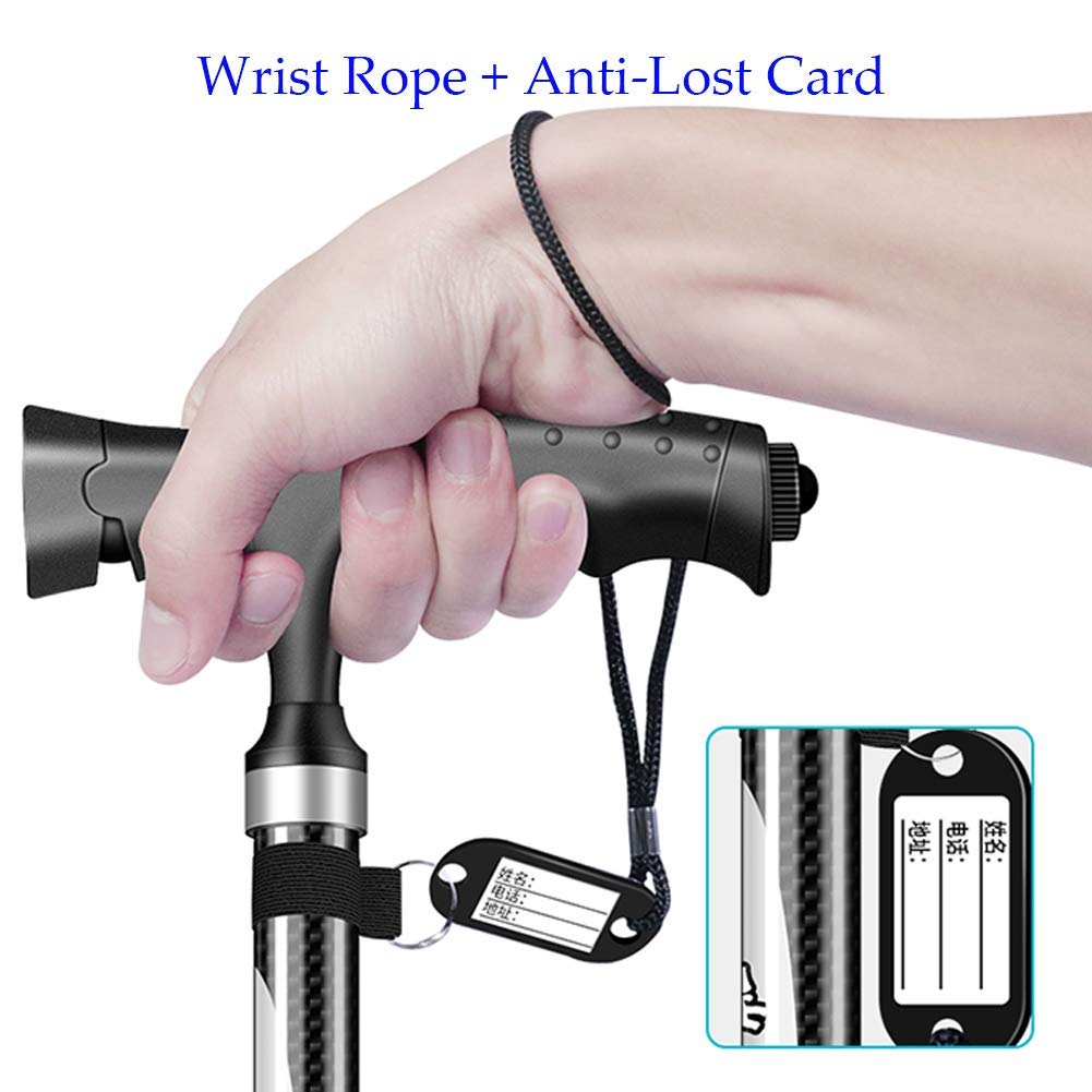 Bastoni da passeggio da donna con luce LED ad altezza regolabile con 2 basi antiscivolo Interesting
