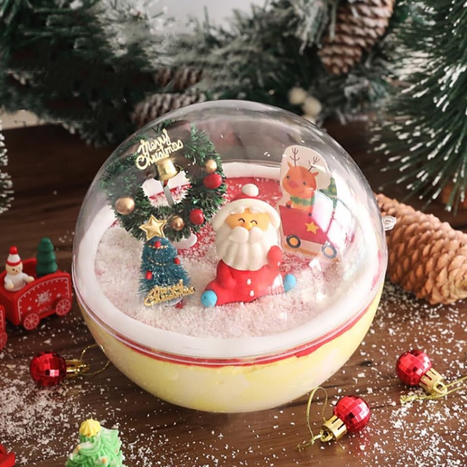 Transparent Ball Shape Cake Container 5.9 Inch Round Plastic Mousse Box Portable Dessert Carrier with Lid for Cake Decoration and Protection image 5