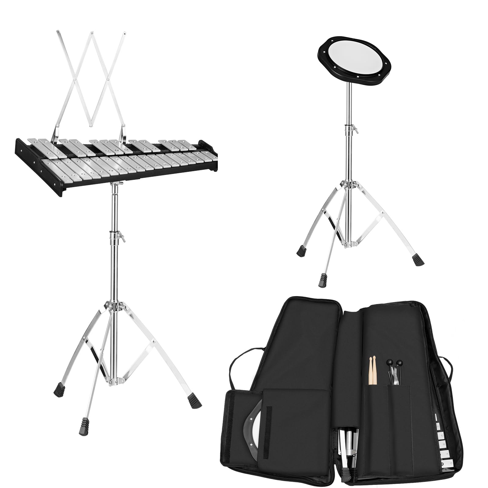 Xylophone 25 Notes Bois KOMFOTTEU - Instrument Percussion Enfant Adulte Avec Sac Transport Et 2 Baguettes