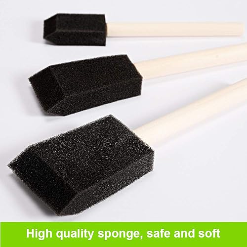 Miniatura 6 de conda Paquete de 50 pinceles de espuma de 0.5 a 2 pulgadas de diferentes tamaños, juego de pinceles de pintura con mango de madera, ligero,