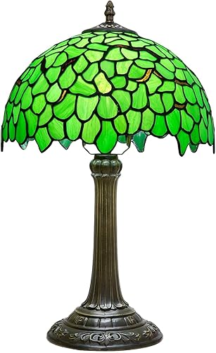 Miniatura 16 de Tiffany Lamp - Lámpara de mesa de cristal de cerezo en flor de 12 x 12 x 18 pulgadas, luz de lectura de escritorio estilo flor de cerezo - Lámpara