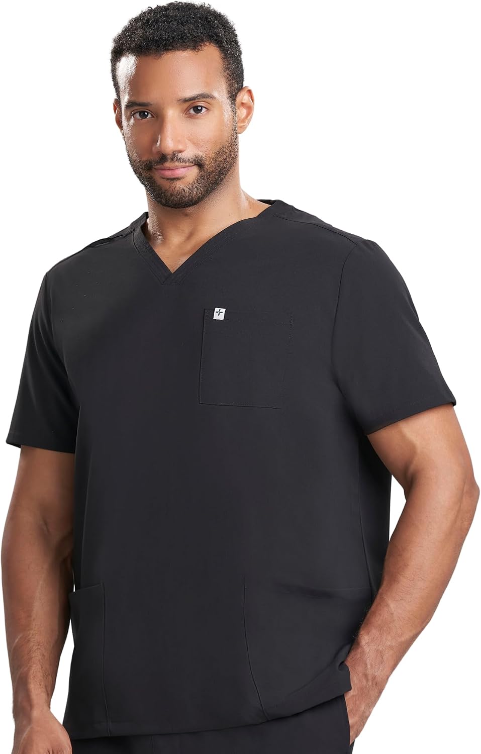 Care+Wear 3-Pocket V-Neck Scrub Tops for Men – Ultra-Soft, Wrinkle-Resistant Medical Scrub Top