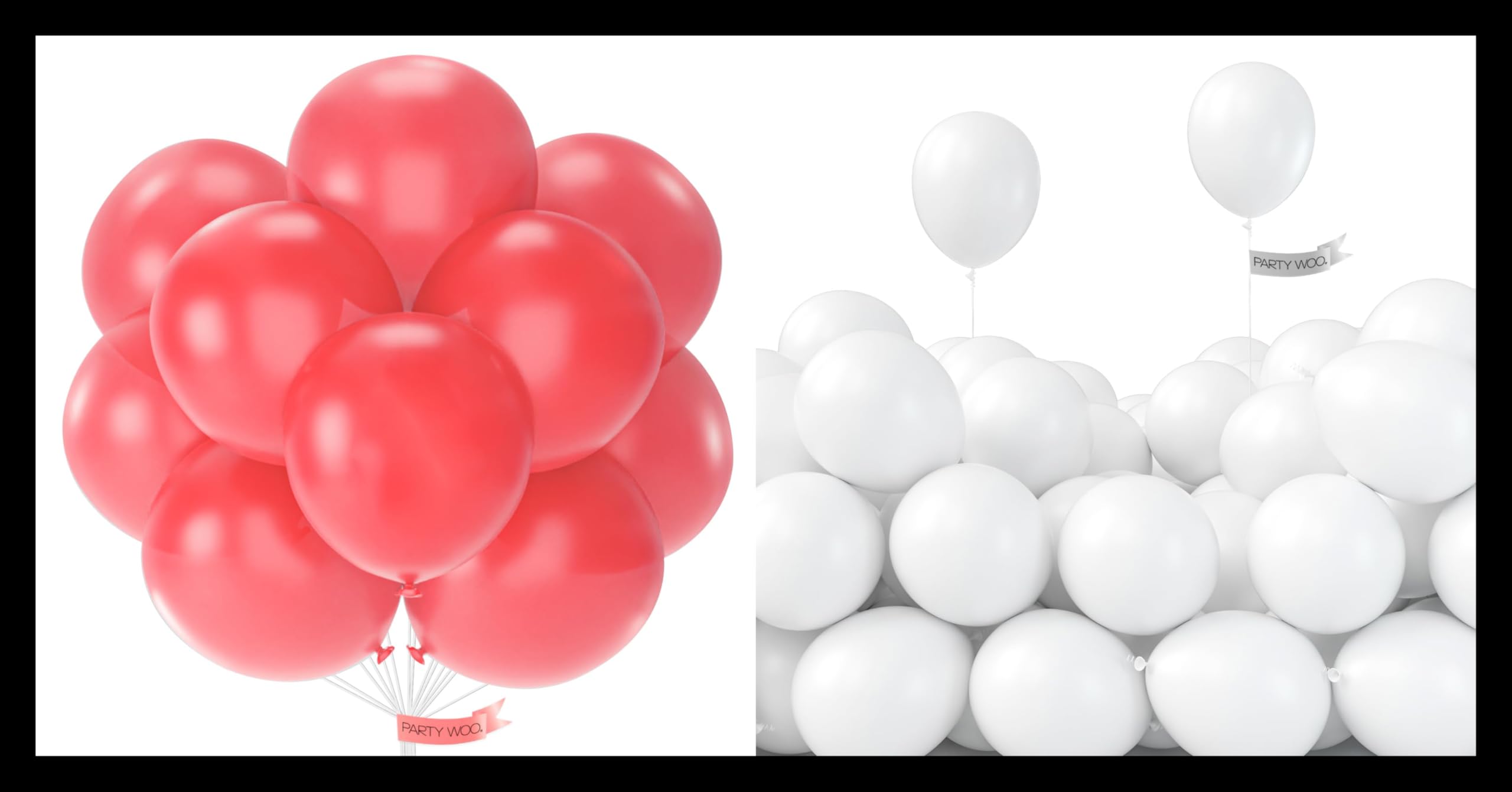 PartyWoo Watermelon Pink Balloons 20 pcs and PartyWoo 120 pcs 5 Inch White Matte Balloons
