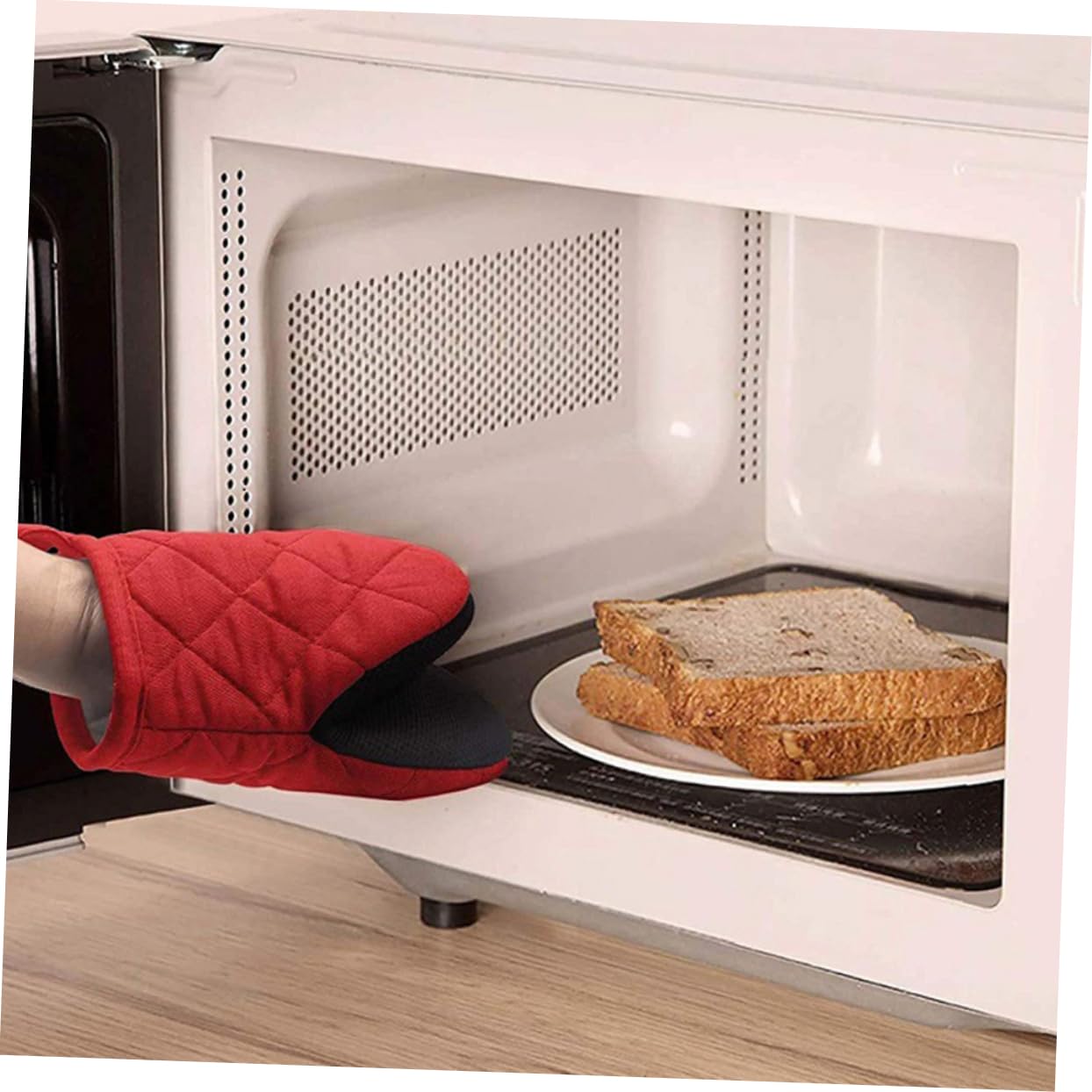 Moufles Isolant Thermique Cuisine Rouge, Paire, pour Cuisson