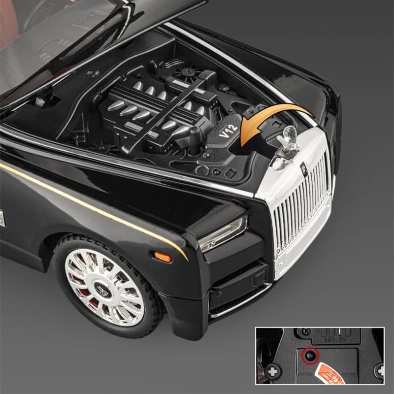 Image of 1:18 【Large】 Rolls-Royce Phantom Car Toy Metal Pull Back Diecast Car with Openable Door and Sound Light, Gifts Toys for Kids【 Colors as Per Stock 】