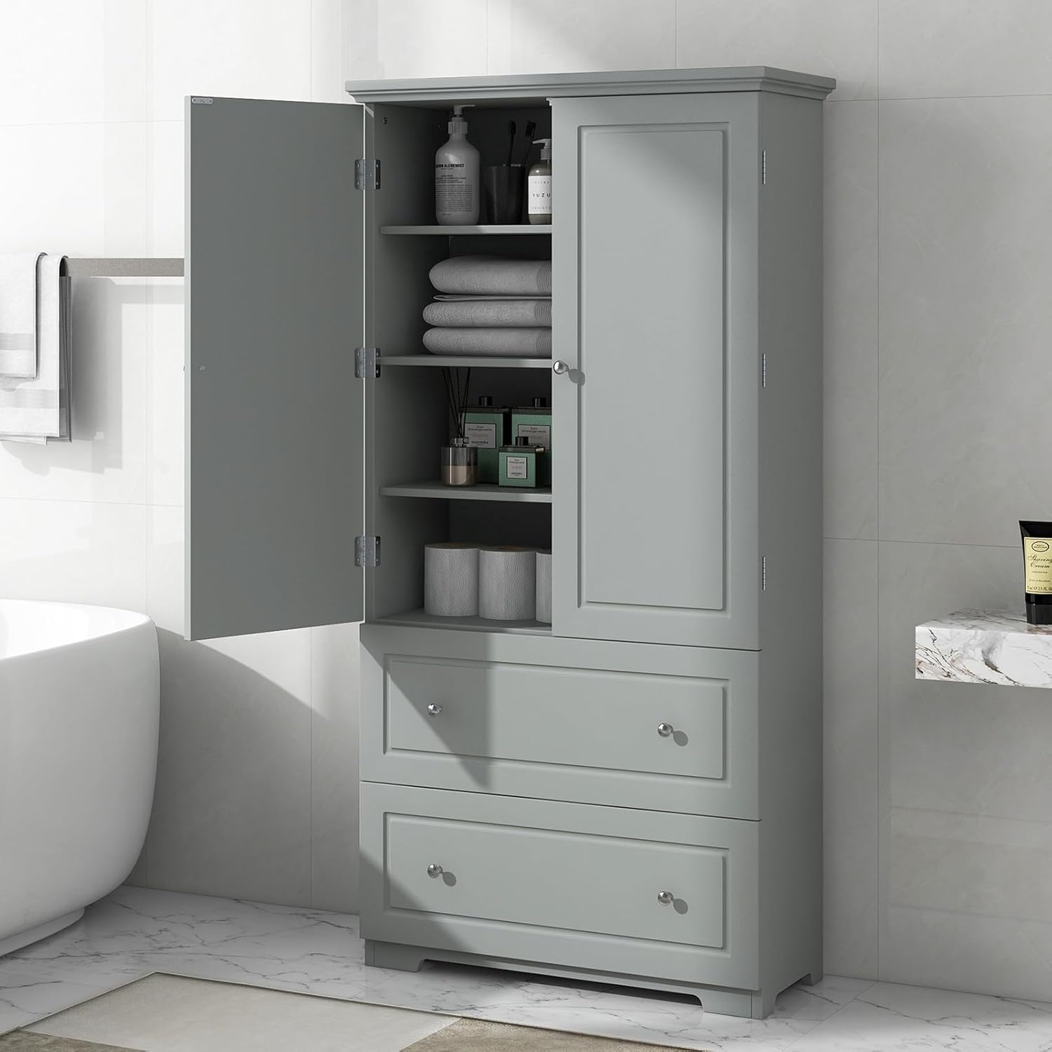 62'' Tall and Wide Bathroom Storage Freestanding