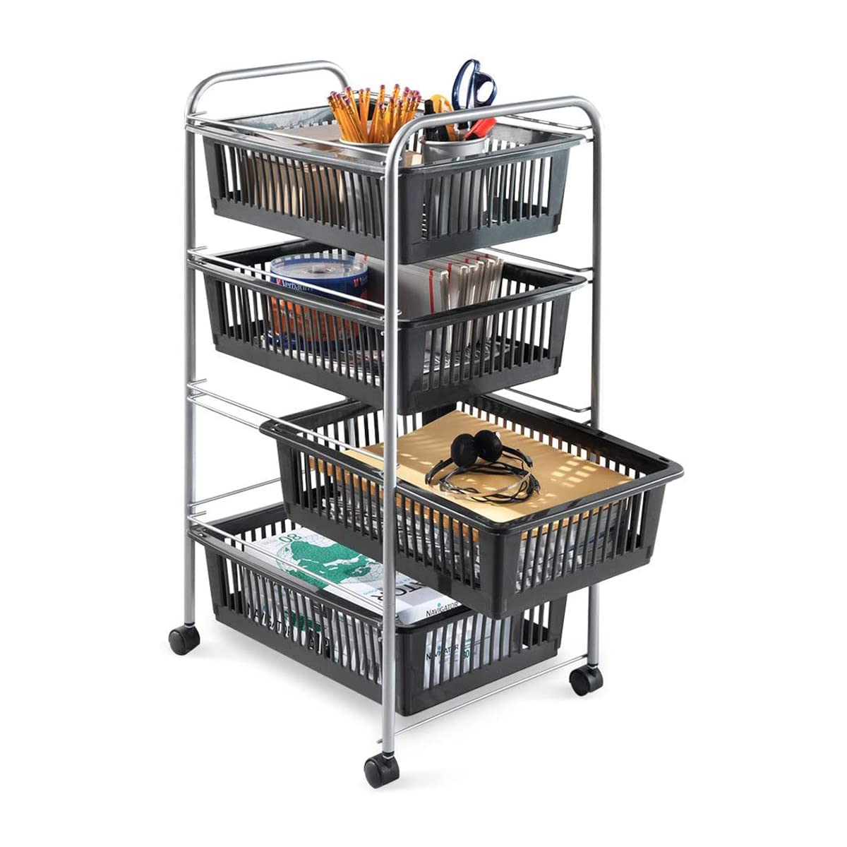 METALTEX 342204 Shelf Trolley with 4 Baskets