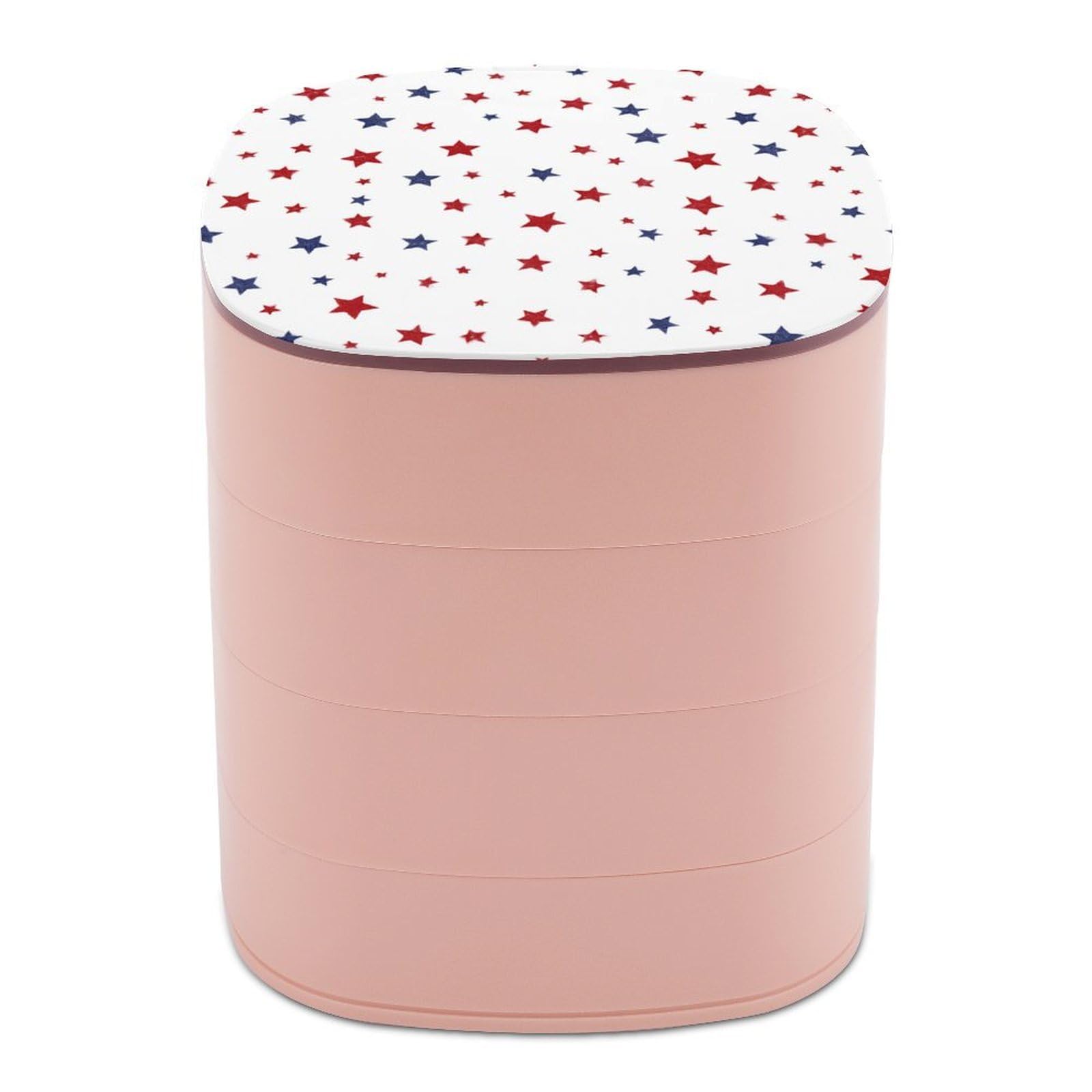 Boîte à bijoux rotative pour femme organisateur à motif étoiles blanches pour bagues