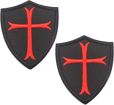 AliPlus 2PCS Knights Templar Cross Patches Morale Patch Hook and Loop
