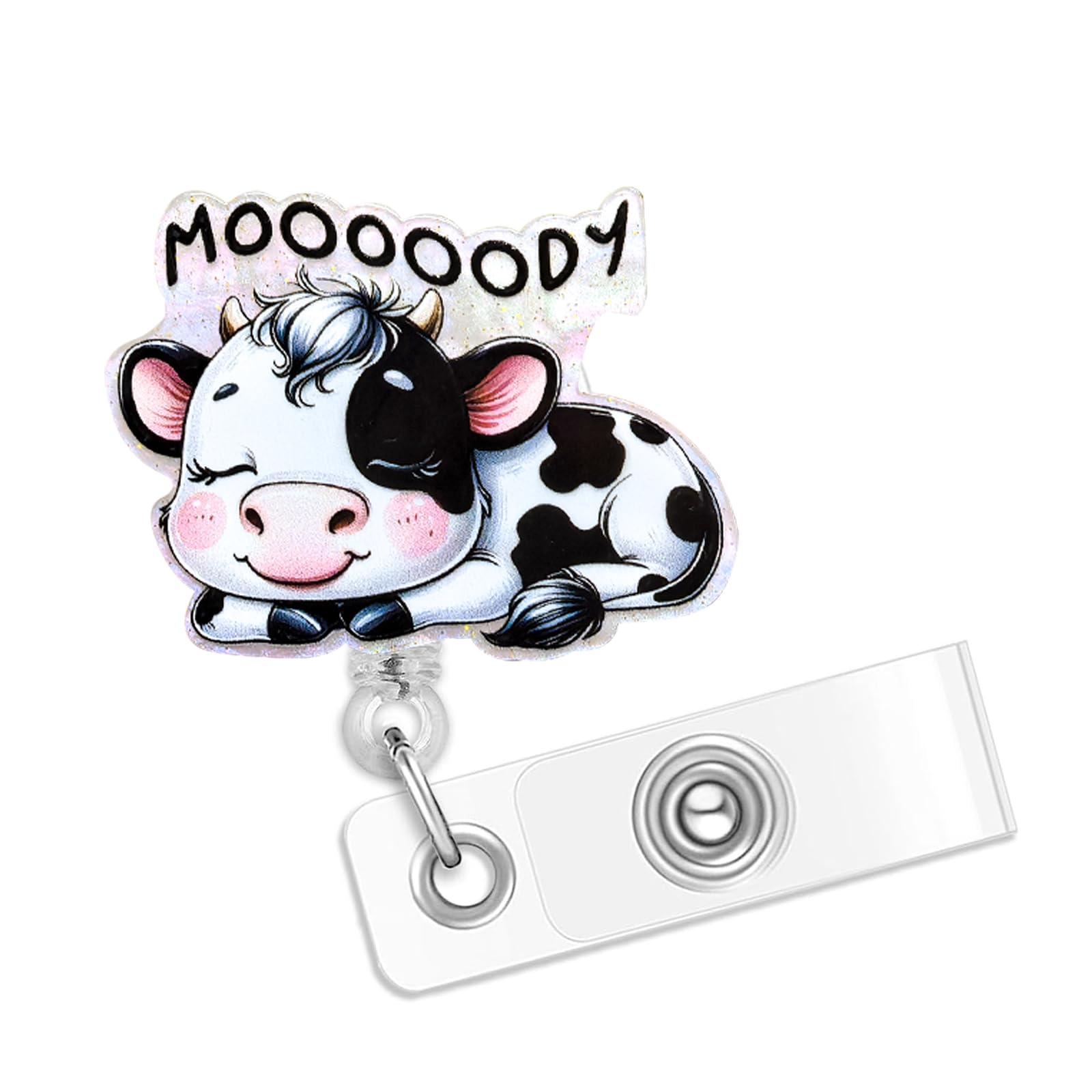 Funny Cow Nurse Badge Reel, Funny Animal Pediatric Cow Badge Reel, Retractable RN Nurse Badge Holder, Nursing Student ID Badge Clip, CNA MA Medical