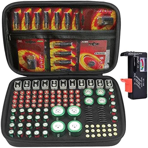 COMECASE Portabatterie Organizzato - Custodia Rigida Per 142 Batterie AA AAA C D 9V Con Tester BT-168D Incluso - Foto 4