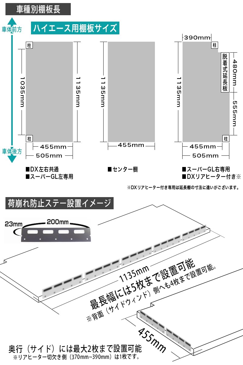 Amazon.co.jp: 職人棚 ハイエース 200系 左右 棚2段 セット スーパーGL 