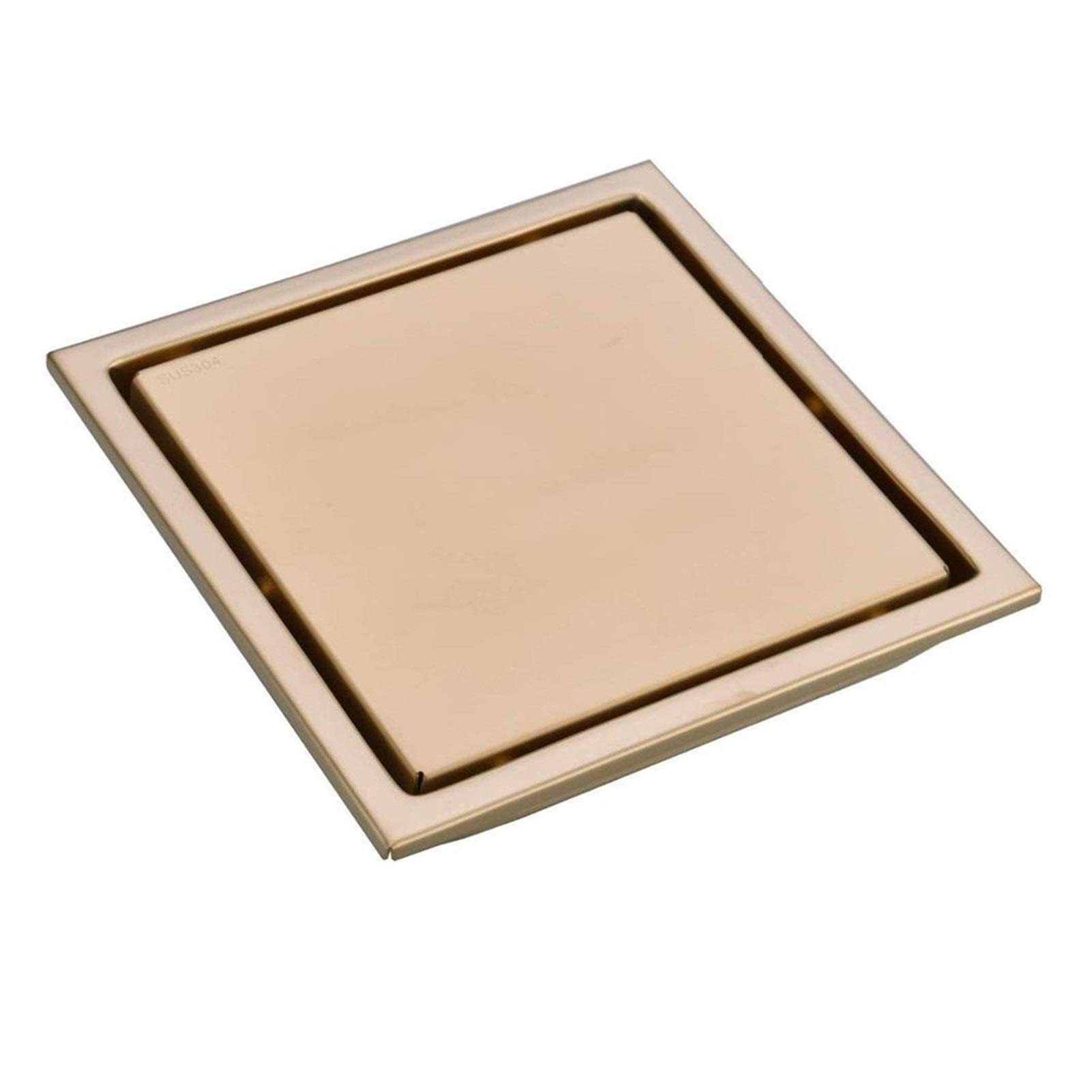 Bodenablauf Edelstahl Abnehmbarer Brushed Gold Edelstahl Dusche-Abfluss-Schwarz Bad Bodenablauf Fliesen Legen Platz 150X150(Black)