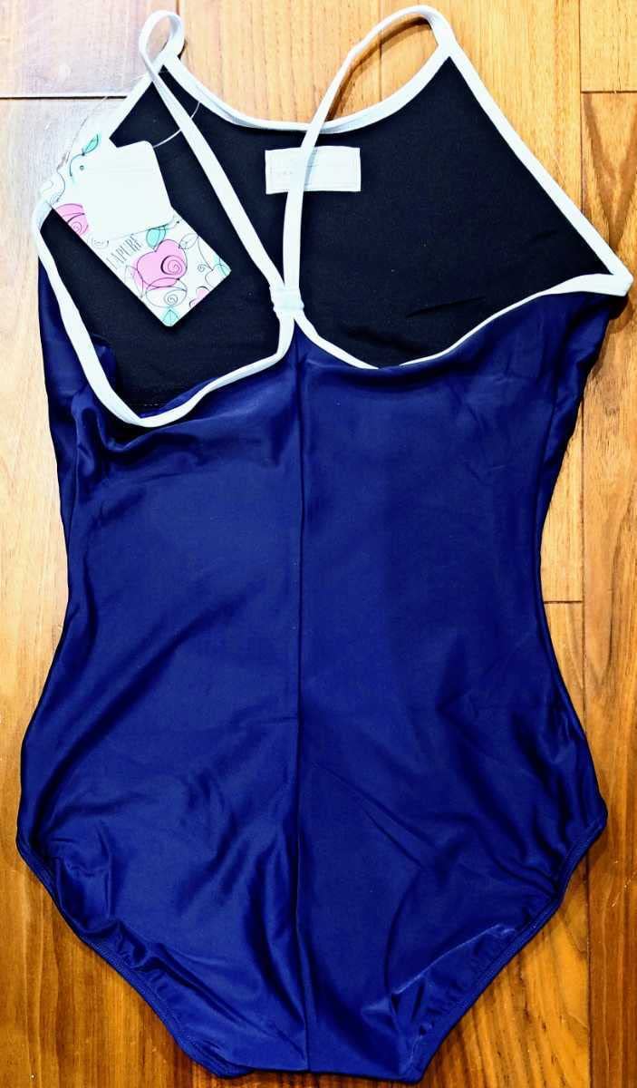 Amazon.co.jp: パイピング スクール水着 ワンピース 紺色 170