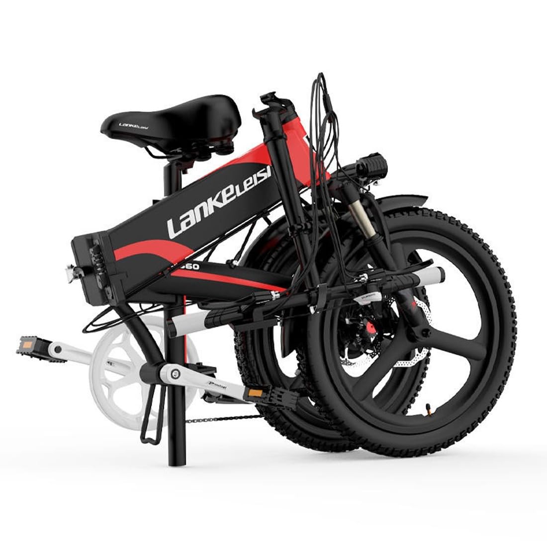 LANKELEISI La bicicletta elettrica pieghevole da città G660 è dotata di una batteria da 48V 12.8Ah e offre un'autonomia massima fino a 110 chilometri.