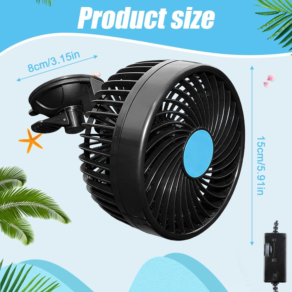 Ventilatore Per Auto, Ventilatori Con Ventosa, 12 V Ventilatore Da Tavolo Portatile, Regolazione Continua Della Velocità Della Ventola, Per Cruscotti E Parabrezza Di Auto, Silenzioso