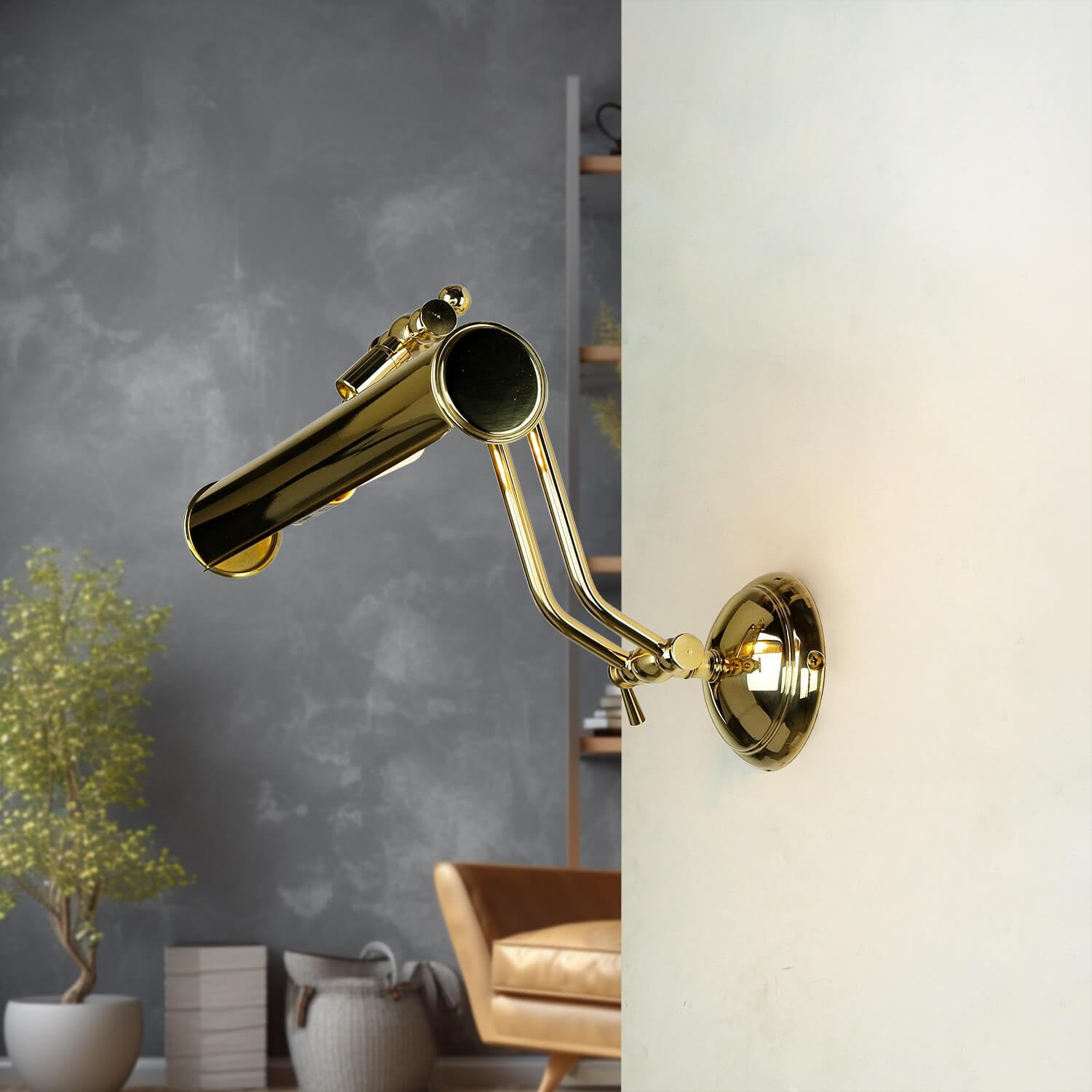 Lámpara para cuadros con articulaciones móviles de latón bronceado auténtico W: 30 cm E14 intercambiable premium salón dormitorio pasillo lámpara para cuadros lámpara de pared