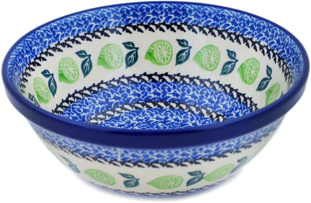 Polmedia Polish Pottery Bowl 6-inch - Sour Power Pattern Handmade in Boleslawiec Poland by Ceramika Artystyczna + Certificate of Authenticity