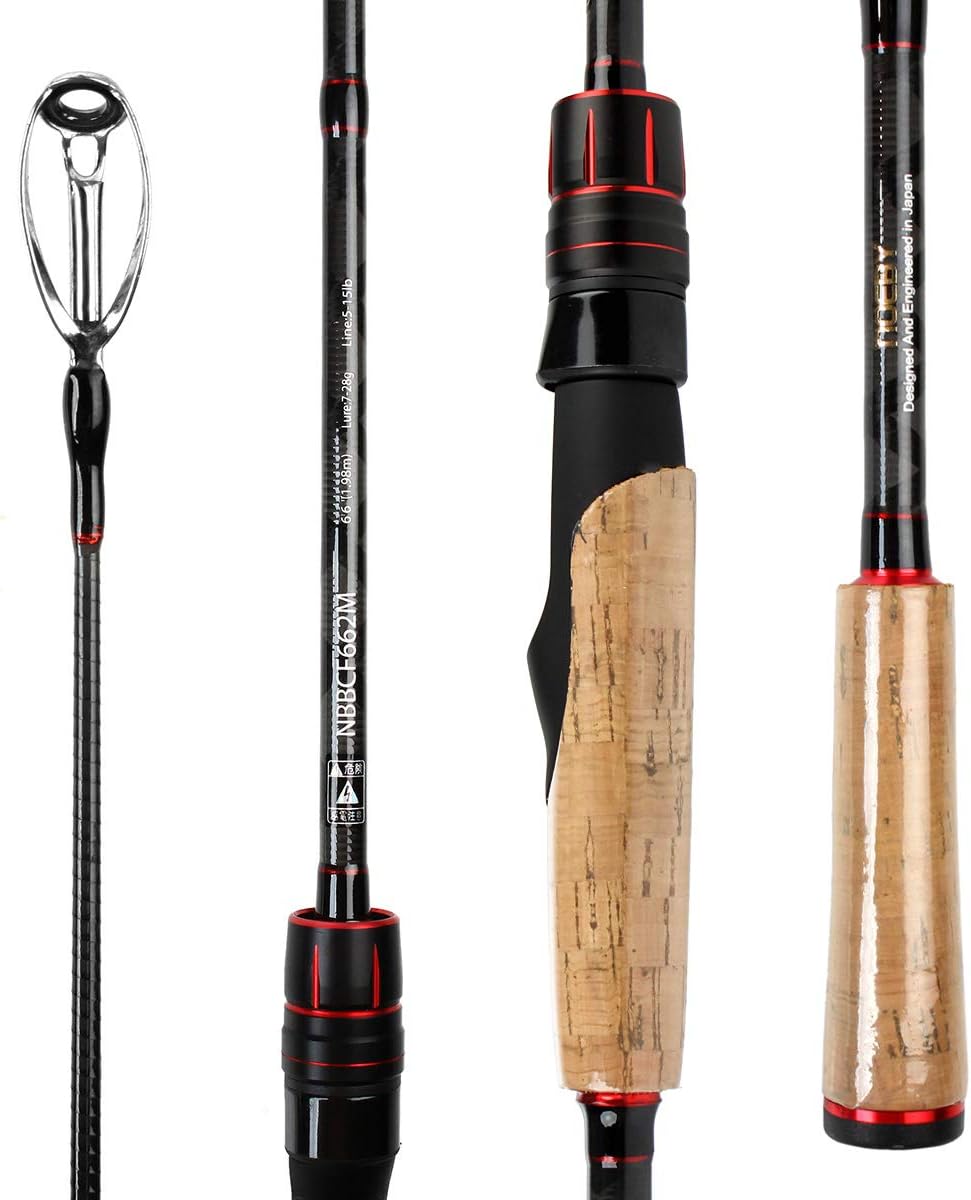Noeby Fishing Rod Designed Specifically for Bass Fishing 2 Section Lure Fishing Rod Fast Casting & Spinning Rods ML M MH-Designed and Engineered in Japan (Spinner Rod, 7'0"(2.13m)-M)