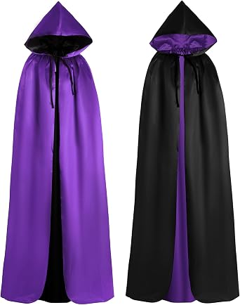 Bantoye Halloween Vampire Hooded Cloak, 59 Inch, Black and Purple