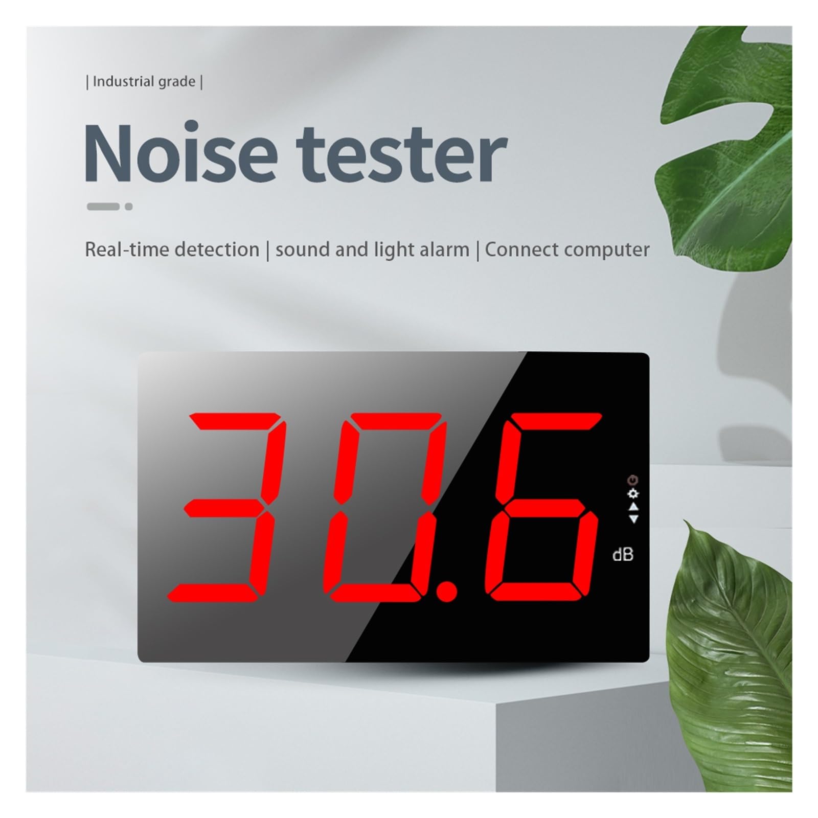 Fonometro digitale Misuratore di decibel livello sonoro a parete da 30 dB a 130 Tester professionale for il monitoraggio del rumore con allarme visivo acustico Tester del livello di rumore decibel