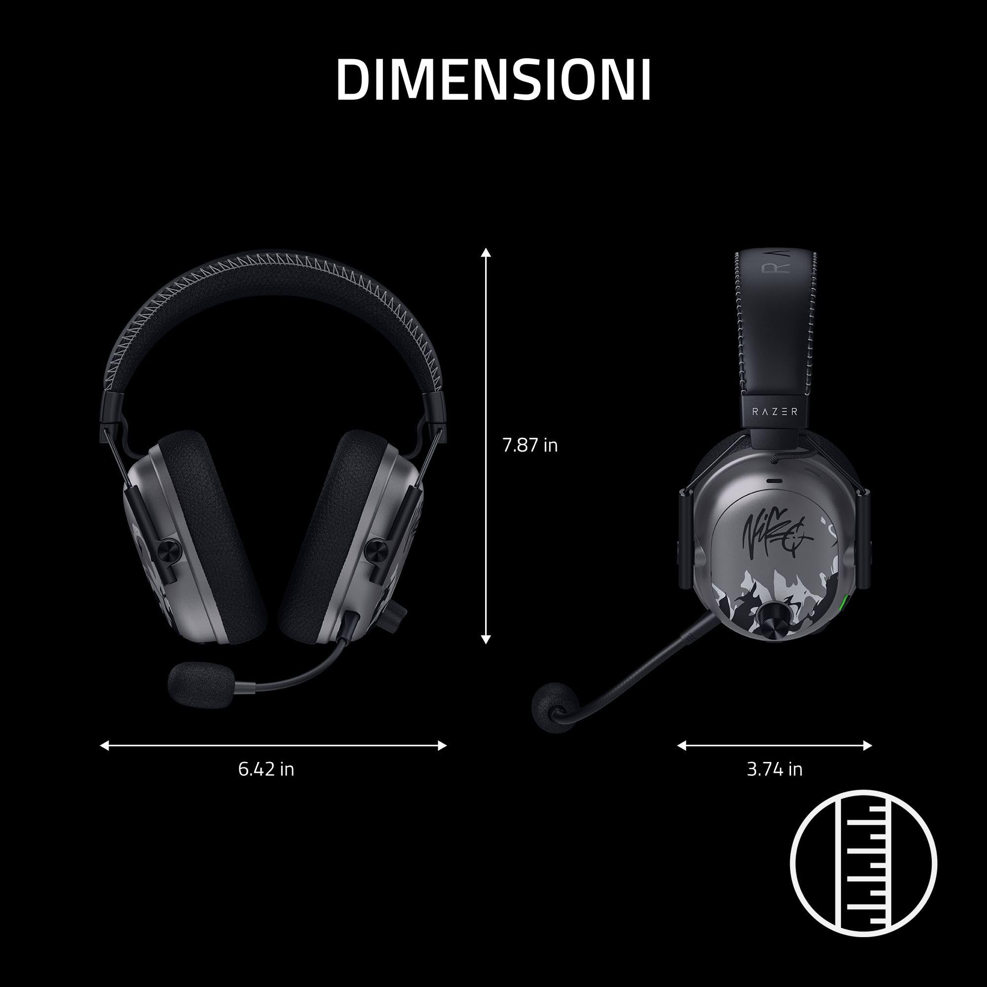Razer BlackShark V3 Pro NiKo Edition - Cuffie wireless ANC da esport - Cancellazione attiva - Driver 50mm - Microfono HyperClear rimovibile - Wireless 2,4 GHz & Bluetooth - FPS - PC/Mac | NiKo