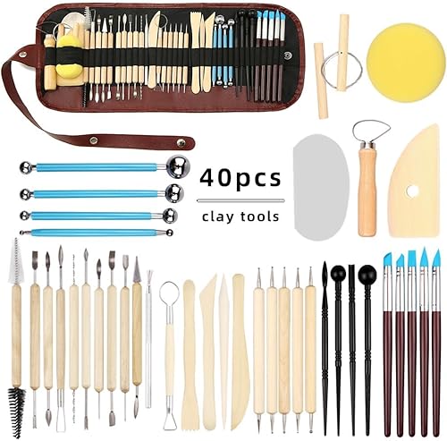 LINPHCEY 40Pcs Clay Sculpting Tools Set Perfect for Polymer Air Dry Modeling Clay Beginners & Professionals Ideal for DIY Pottery & Ceramics Tools