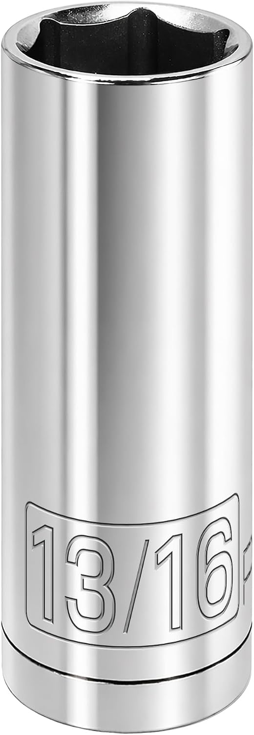 Powerbuilt 1/2 Inch Drive x 1/16 Inch SAE Deep Socket, 6 Point, Chrome-Vanadium made, Size Marking - 642202
