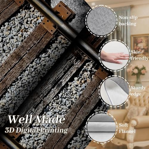 Tapete decorativo con diseño de vías de tren 5x8 ft miniatura 4