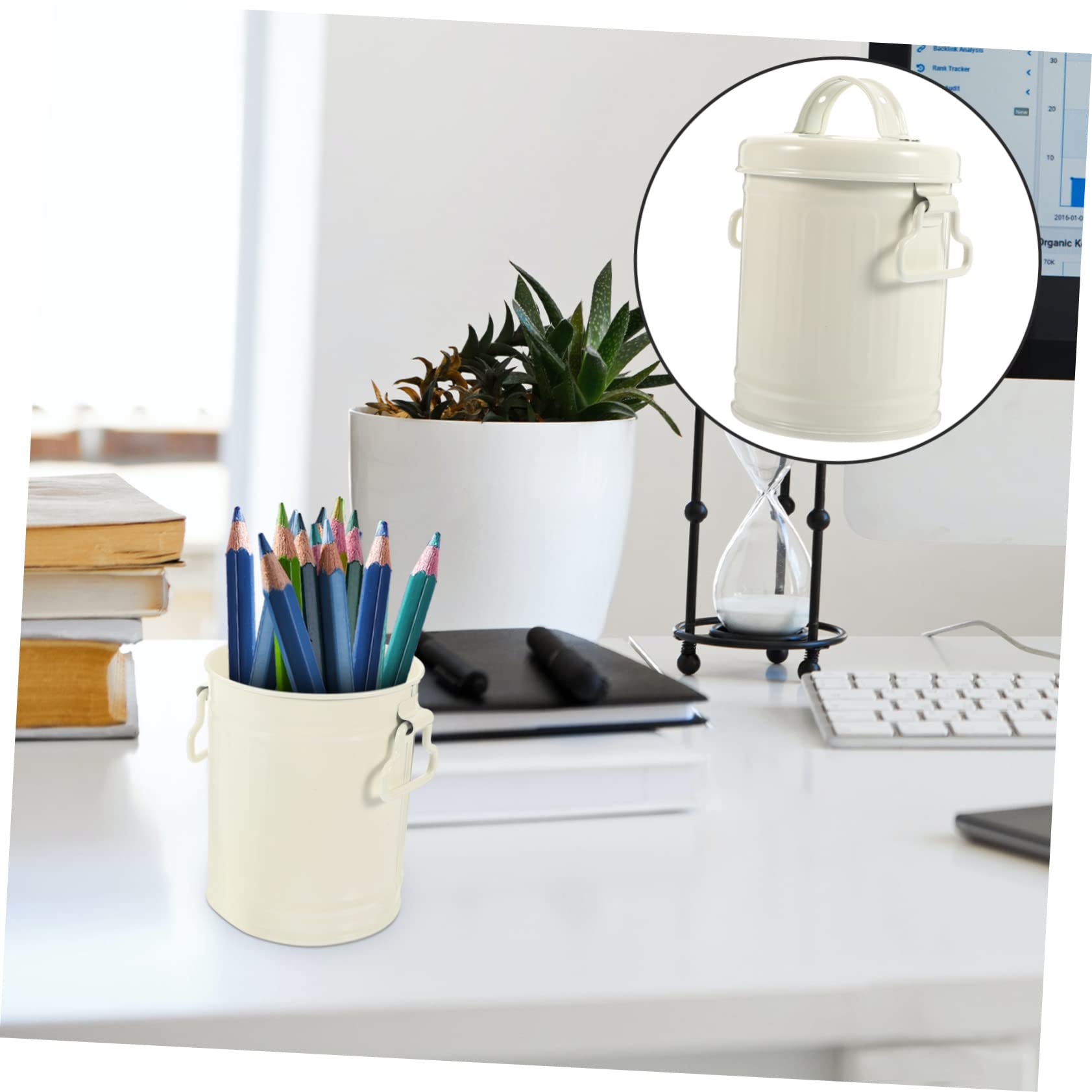 Poubelle Couvercle 4L Mini Poubelle De Bureau LOVIVER 4L Avec Couvercle - Design Compact Blanc Mini Poubelle Bureau Couvercle