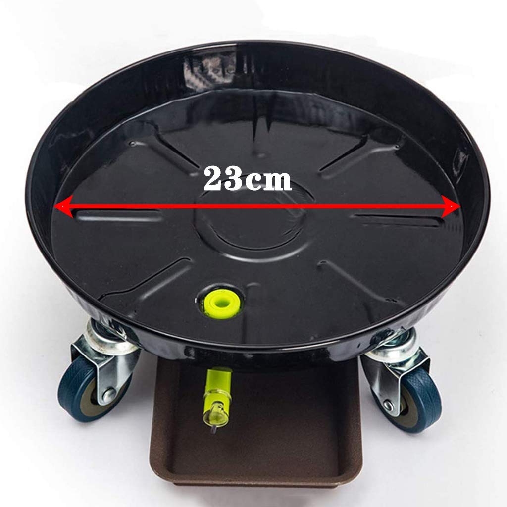 Chariot de manutention Robuste en métal pour Pots de Fleurs, Support Rond en Acier avec roulettes et Trou de Drainage (Couleur : Blanc, Taille : 44 cm)
