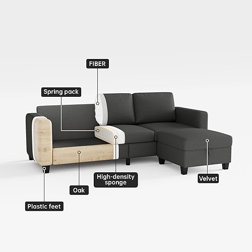 Miniatura 7 de Youmumeub Sofá modular de 3 plazas para sala de estar, pequeño en forma de L, apto para mascotas, sofá modular de 3 plazas, fundas lavables