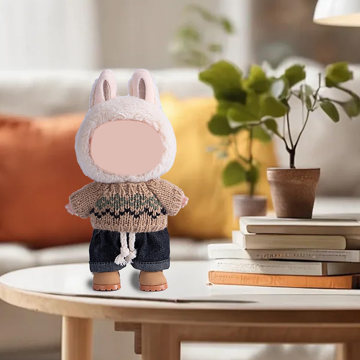 17cm Doll Clothes Set, Premium Jeans & Knitted Sweater Outfit for 17cm 15cm Dolls, Cute Dress Up Fashion, No Doll Included (D, 17cm/15cm)
