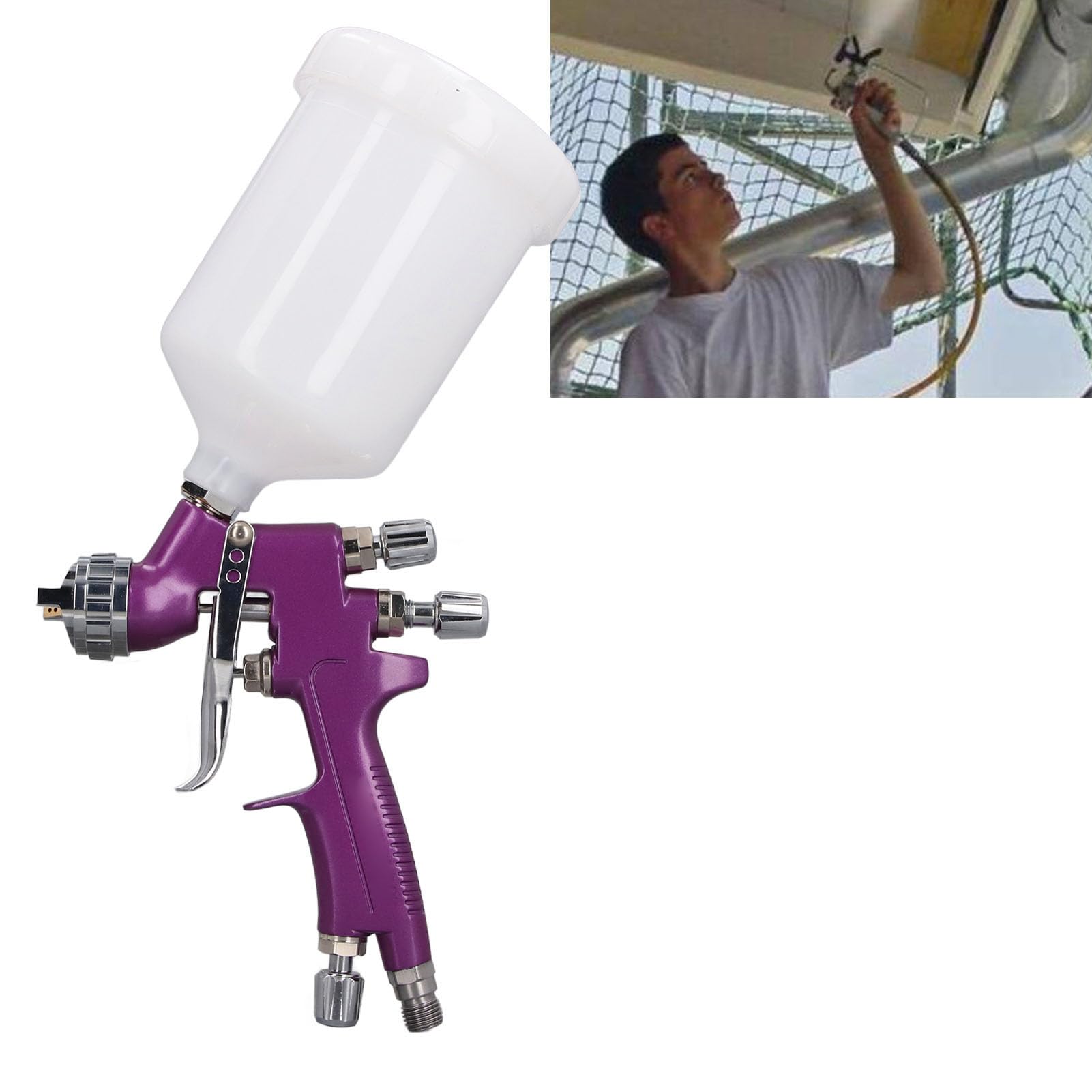 Garosa Pulverizador de Pintura HVLP, Juego de Pulverizador de Pistola de Pintura para Coche con Taza Rápida de Mezcla de Capacidad de 500ML para Pintura de Coches, Pulverización de