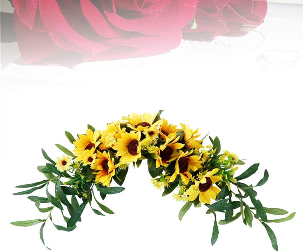 Sunflower Swag Artificial Flowers Door Hanging Wreath Simulation Floral Eucalyptus Garland for Mirror Window Wall Home Wedding Party Decoration