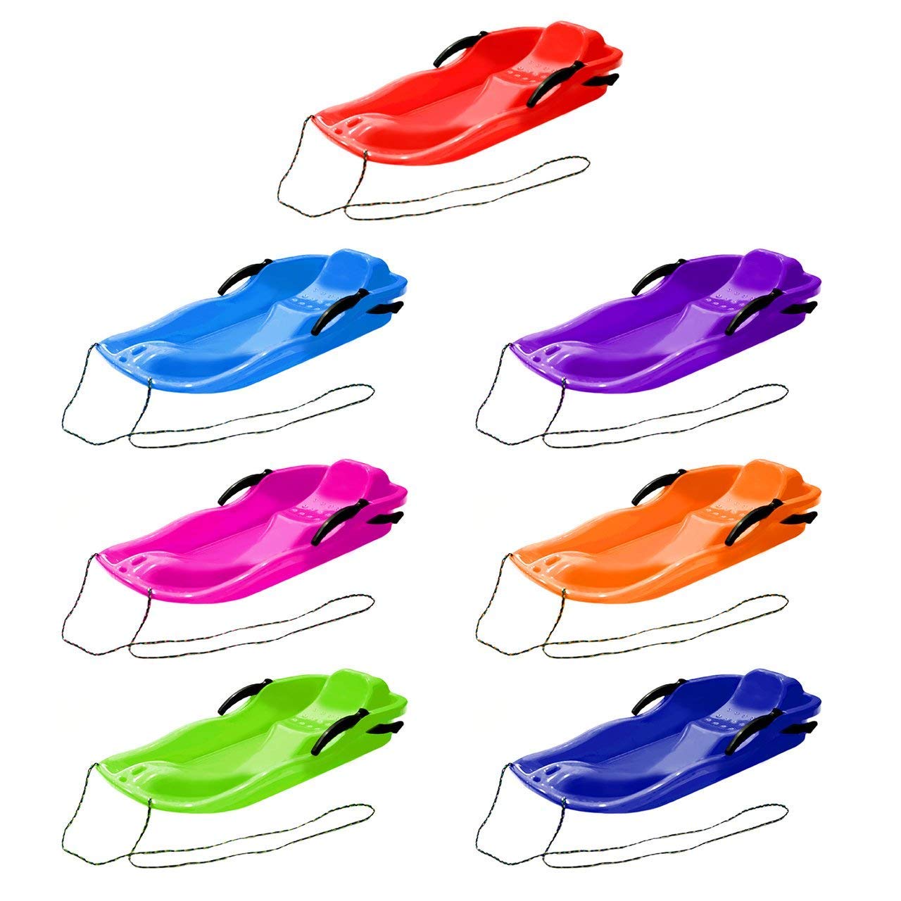 rizwan01 Outdoor Sports Plastic Skiing Boards Sled Luge Snow Grass Sand Board Ski Pad Snowboard With Rope For Double Person (color may vary)