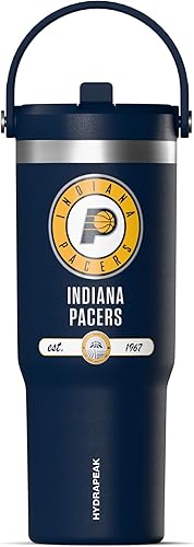 Miniatura 20 de Hydrapeak x NBA Vaso Nomad con Licencia Oficial de Golden State Warriors de 32 oz con Asa y Tapa con Popote, Botella de Agua de Acero Inoxidable a