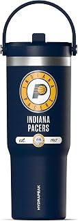 Hydrapeak x NBA Officially Licensed Indiana Pacers 32 oz Nomad Tumbler with Handle and Straw Lid, Leakproof Stainless Steel Water Bottle