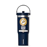 x NBA Officially Licensed Indiana Pacers 32 oz Nomad Tumbler with Handle and Straw Lid, Leakproof Stainless Steel Water Bottle