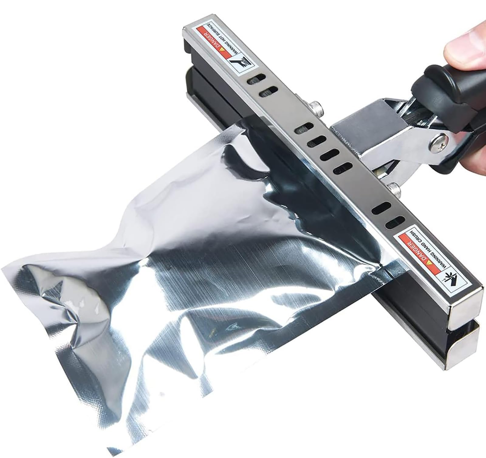 Sigillante a crimpare a caldo, portatile e regolabile a temperatura per sacchetti in Mylar e alluminio, riscaldamento su entrambi i lati, portatile e facile da usare per la conservazione e