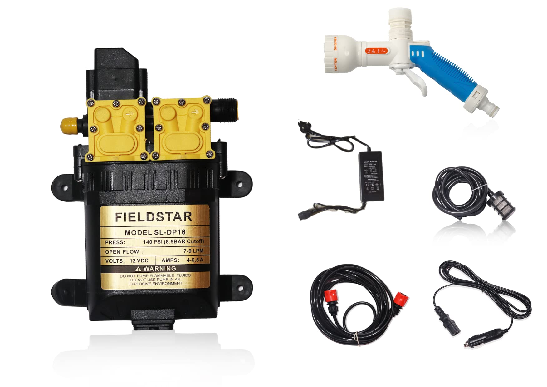 Fieldstar Car/Ac Service High Pressure Washer Set-Mounted, (12V 140PSI)